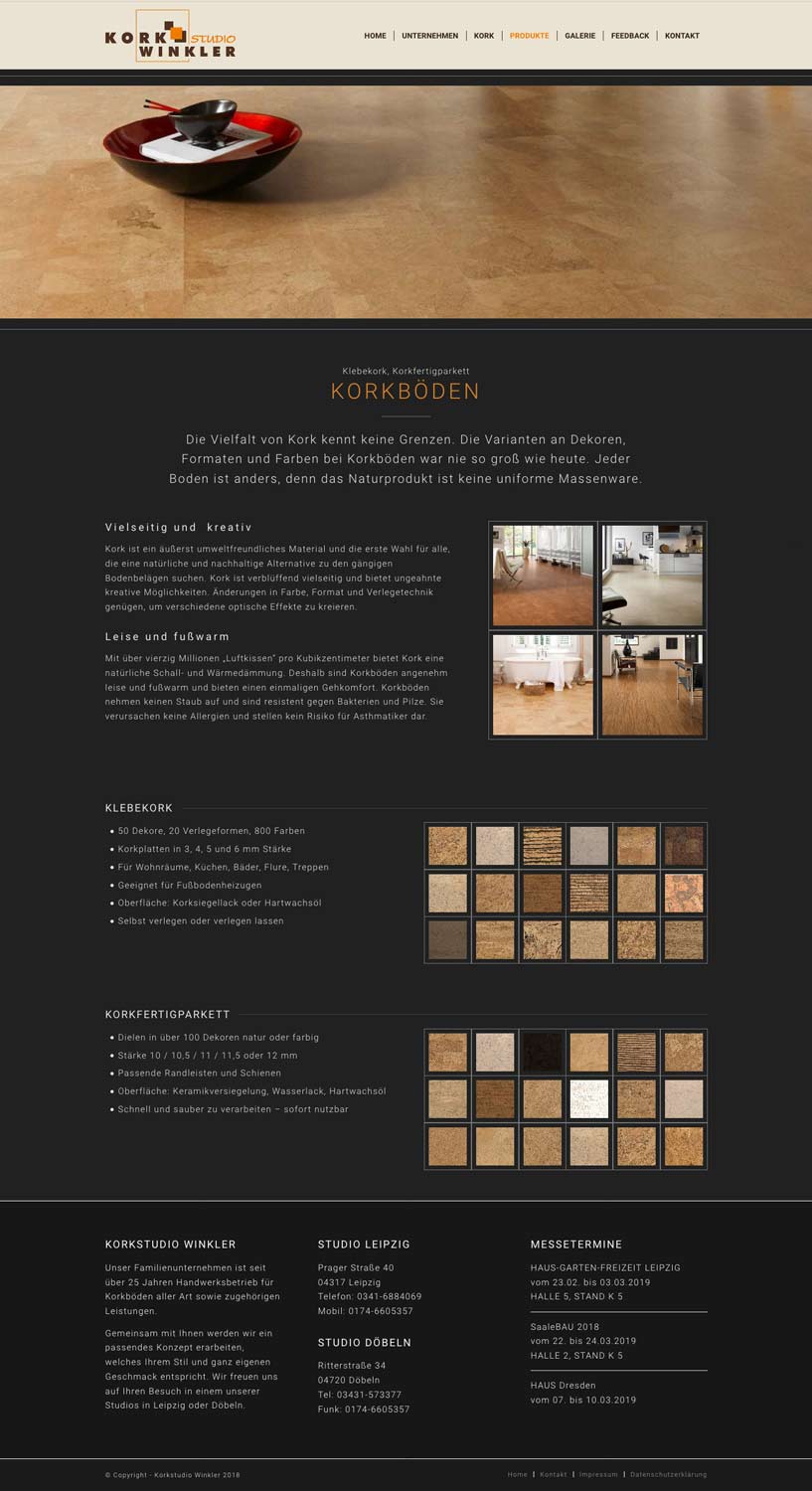 Referenz Webdesign - Korkstudio-Winkler Referenz Webdesign - Korkstudio-Winkler - Screenshot